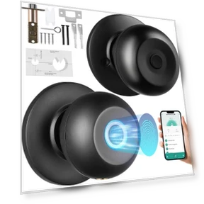 Smart Door Knob with Fingerprint and Bluetooth Lock — Deadbolts, VEVOR