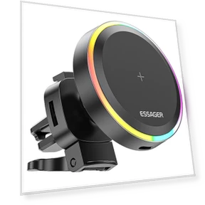Qi 15W Car Phone Holder with RGB Magnetic Wireless Charger — Vehicle Phone Holders, ESSAGER