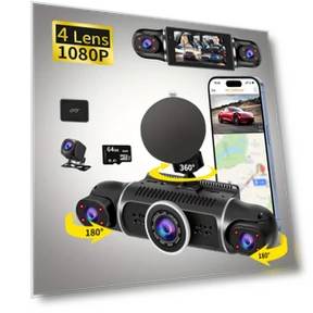 4 Channel Dash Camera with WiFi GPS, 1080p Resolution, Super Clear Night Vision — Dashboard Cameras