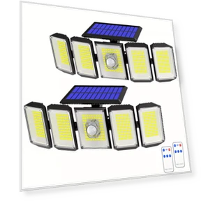 5 Head 300 LED Solar Wall Light with Motion Sensor — Outdoor Security & Flood Lighting