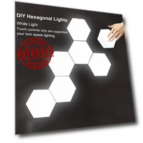 LED Honeycomb Quantum Hexagon Wall Lamps - 6pcs, Sensor Night Lights — Wall Lighting