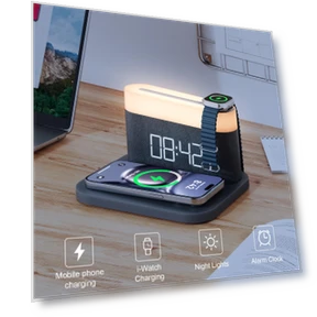 Digital Alarm Clock with LED Night Light and Wireless Charging — Clock Radios