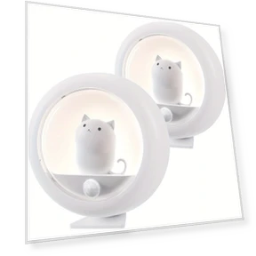 Cute Cat Motion Sensor Night Light - 2 Pack, Cordless Rechargeable LED — Night Lights