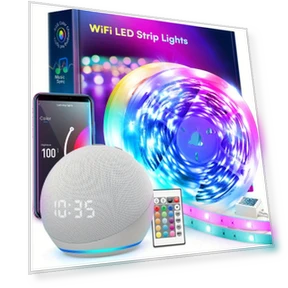 Умная светодиодная лента с Wi-Fi, управление через приложение, совместимость с Alexa и Google Assistant, таймер, RGB-IC,... — LED ленты