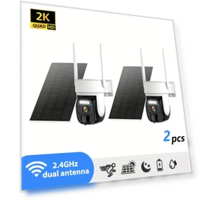 Беспроводная уличная IP-камера безопасности с солнечной панелью 360°, 2K FHD, Wi-Fi [2 шт], с AI-обнаружением движения,... — Камеры наблюдения