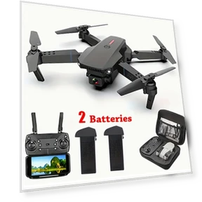 Foldable RC Drone with Camera, App Control, 2 Batteries — Drones, E88