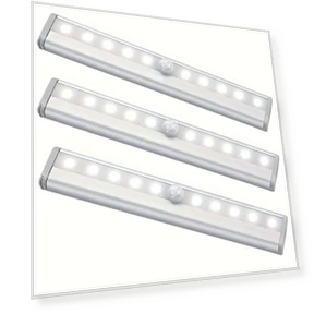 3 Pack Under Cabinet Lights, 10 LED Battery Operated Motion Sensor Light Indoor — Under-Cabinet Mounts