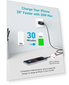 20W Dual Port USB C Charger Block with 5 ft Cable — Charging Solutions, Anker