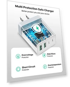 Быстрый зарядный блок USB C 40W, 4-портовый адаптер питания PD + QC — Кабели питания, CHONGZHENG (HK)CO. ,LIMITED