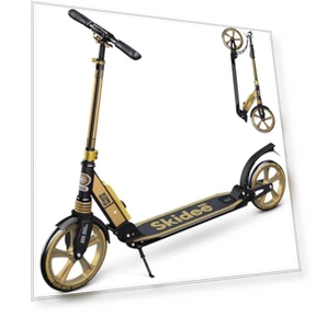 Adjustable Height Folding Scooter with Large Wheels and Anti-Shock Suspension — Push Scooters, SKIDEE