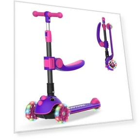 Folding Kick Scooter for Kids with Light-Up Wheels and Adjustable Handlebar — Push Scooters, Gotrax