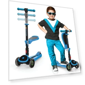 Adjustable Height Foldable Scooter with Removable Seat for Kids — Push Scooters, SKIDEE
