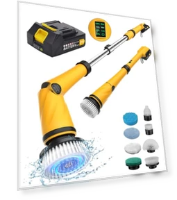 1200 RPM Battery Electric Spin Scrubber with 8 Brushes and Smart Display — Electric Facial Cleansers & Devices, qimedo