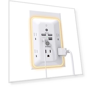 5-Outlet Splitter with 4 USB Ports and Night Light — Power Solutions & Surge Protection, Addtam
