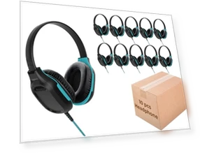 DropTech On-Ear Wired Headphones for Kids - 10 Pack — In-Ear Headphones, Gumdrop Cases