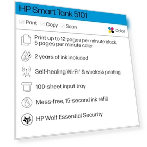 Wireless All-in-One Ink Tank Printer with 2 years of ink included — Printer Supplies, HP