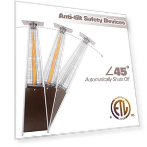 Pyramid Patio Heater, 48000 BTU Glass Tube Propane Heater with Wheels and Cover — Patio Heaters, Hykolity