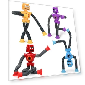 Telescopic Suction Cup Robots Autism Pop Tubes Sensory Fidget Toy — Stress Relievers, COLEGRY