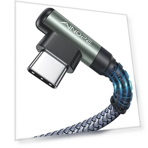 Кабель USB C [2 штуки, 2 м] с быстрой зарядкой 3.1A, угловой — Зарядные устройства и кабели, AINOPE