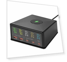 5-портовое USB PD зарядное устройство с беспроводной зарядкой — Зарядные устройства