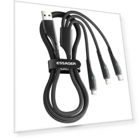 3 in 1 USB A to USB C, Lightning, Micro Charging Cable — Charging Solutions, ESSAGER