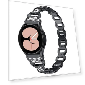 Metal Head Oval Diamond Stainless Steel Watch Band — Watch Accessories, Samsung