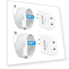 45W Dual USB C Fast Charger Block with 10FT Cable — Cables, Shenzhen Xihuida Electronics Co., Ltd.