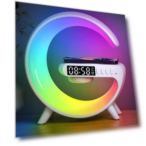Smart Bluetooth Speaker with Wireless Charger, Alarm Clock, and Wake-up Light — Alarms & Clocks, G69