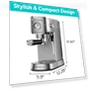 Thumbnail 20 Bar Espresso Machine with Milk Frother, Compact Coffee Maker for Home — Coffee & Espresso Combos, CASABREWS