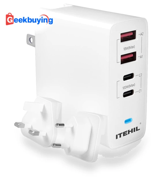 100W Smart Fast Charger USB-C PD Wall Charger 4 Ports — Chargers, ITEHIL