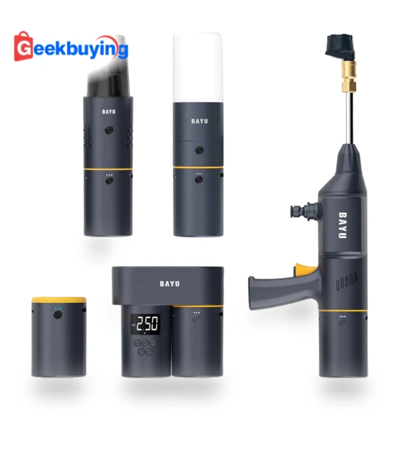 Auto & Outdoor Smart Kit with Power Bank, Tire Inflator, Vacuum Cleaner, Car Washer, Flashlight, Phone Holder — Car Accessories & Gadgets, BAYU