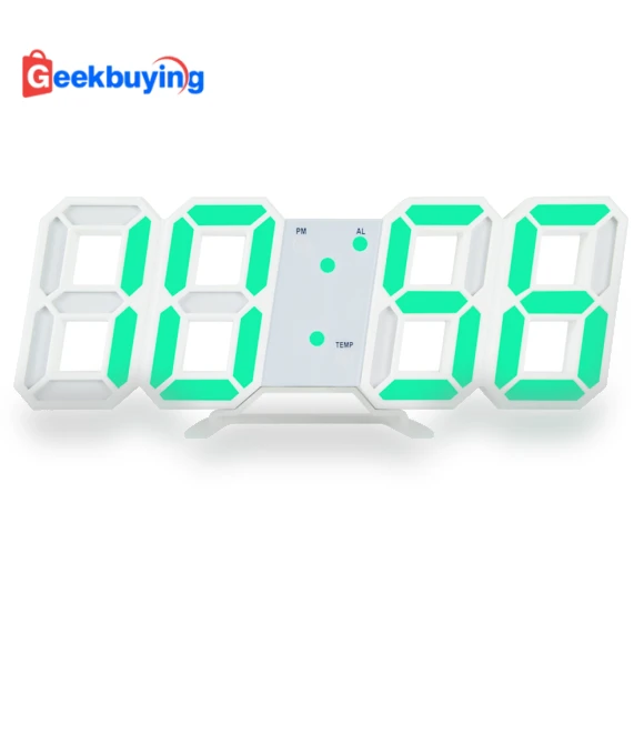 3D Wall Hanging Digital LED Clock with Smart Luminous Memory Function — Desk & Shelf, Other