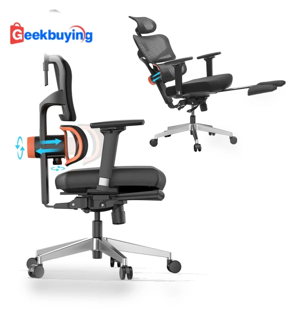Ergonomic Chair with Adaptive Lower Back Support and Footrest — Back & Seat Cushions, NEWTRAL