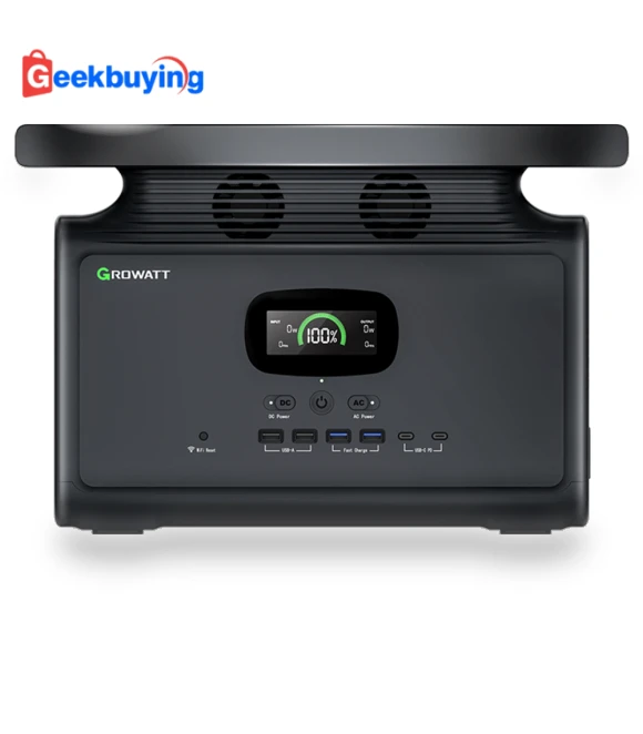 Portable Power Station 1512Wh Capacity, 2000W AC Output, 12 Outlets, Wireless Charging — Generators, GROWATT