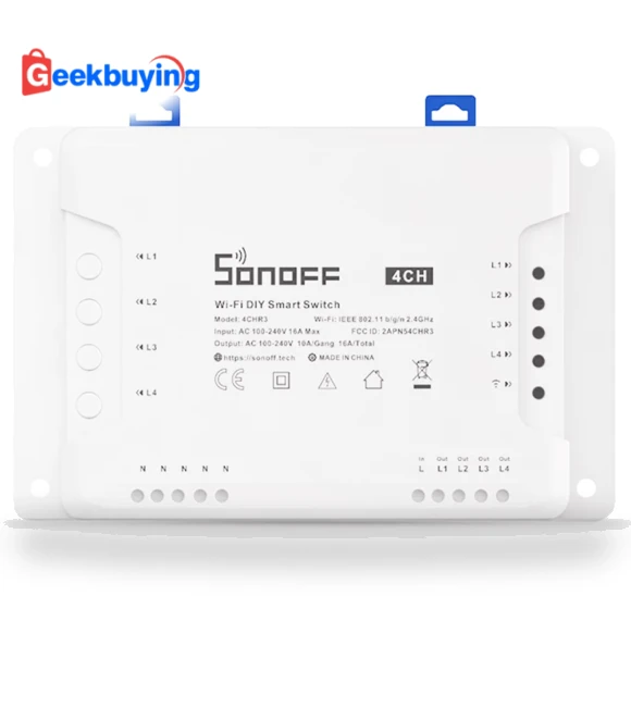 4 Gang WiFi Smart Switch with 3 Working Modes — Smart Home Modules, Sonoff