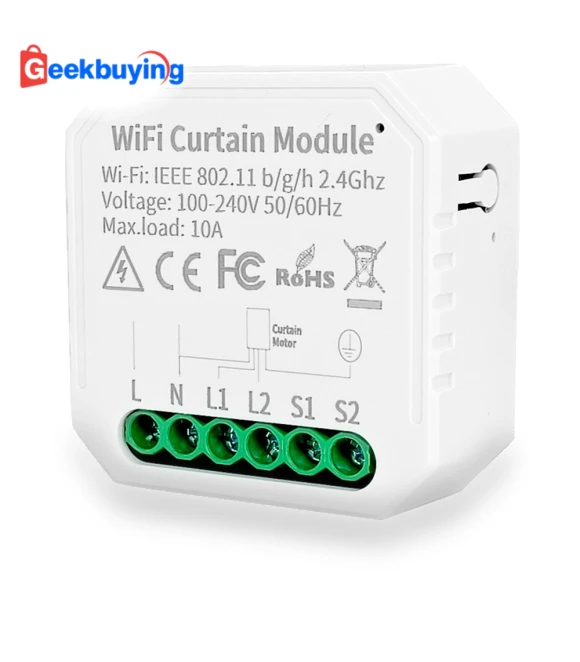 Smart Curtain Switch Controller with WiFi, Countdown, and Voice Control — Ceiling Fan Wall Controls, Tuya
