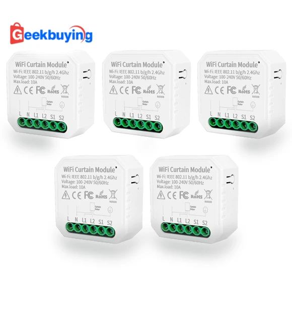 WiFi Smart Curtain Switch Controller, 5Pcs Set — Ceiling Fan Wall Controls, Tuya