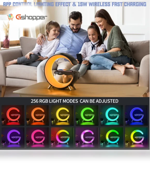 5-in-1 Smart Light with Wireless Charger, Clock, and Speaker — Chargers