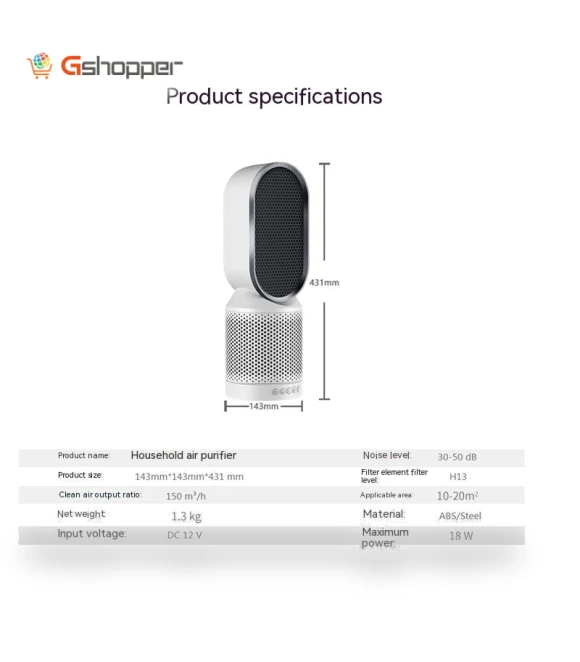 Intelligent Desktop Air Purifier with Negative Ion Technology — Portable Air Purifiers