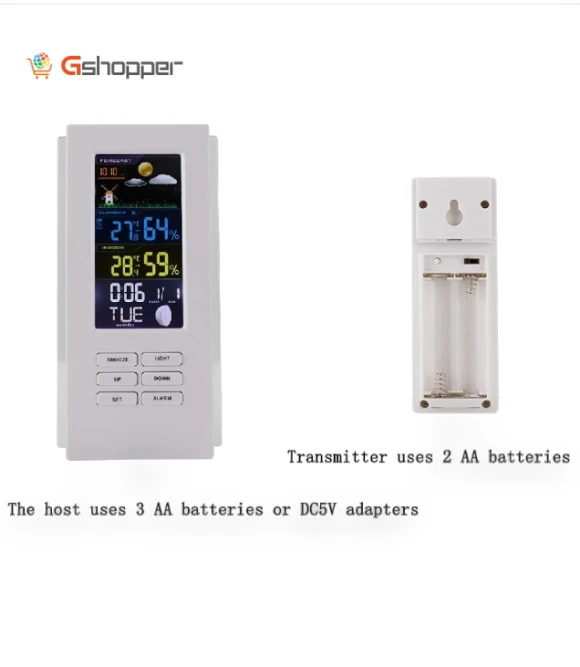 Colorful Screen Indoor Outdoor Temperature Humidity Meter Barometer Smart Digital Clock — Weather Monitoring Clocks