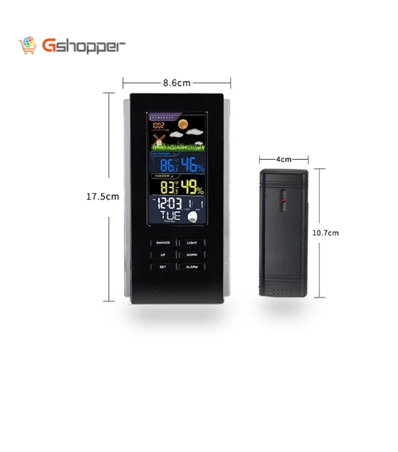 Colorful Screen Indoor Outdoor Temperature Humidity Meter Barometer Smart Digital Clock — Weather Monitoring Clocks