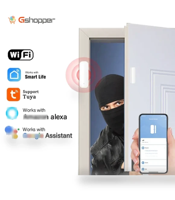 Wifi Door Magnet Smart Sensor with Alexa Compatibility — Smart Home Security, Tuya