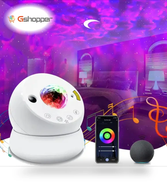 Smart Voice Control Galaxy Kids Space Moving Water Wave Moon Star Nebula Lamp — Kids' Lamps