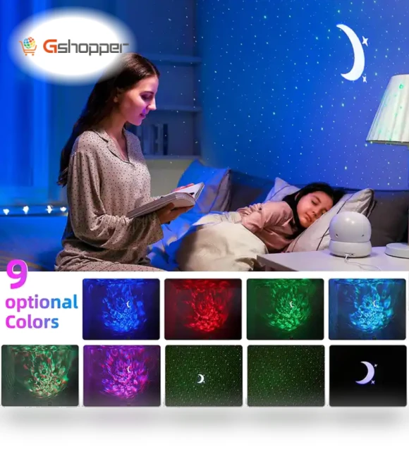 Smart Voice Control Galaxy Kids Space Moving Water Wave Moon Star Nebula Lamp — Kids' Lamps