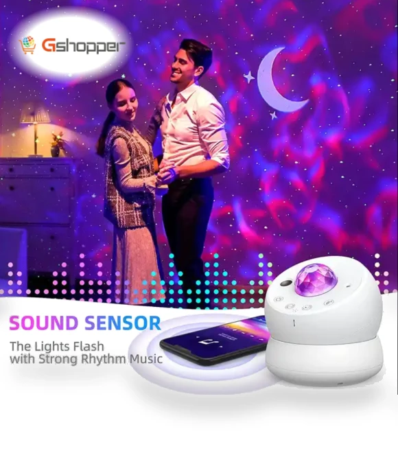 Smart Voice Control Galaxy Kids Space Moving Water Wave Moon Star Nebula Lamp — Kids' Lamps