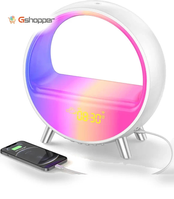 Sunset Wake-up Light with Bluetooth Speaker and Wireless Charging — Alarms & Clocks