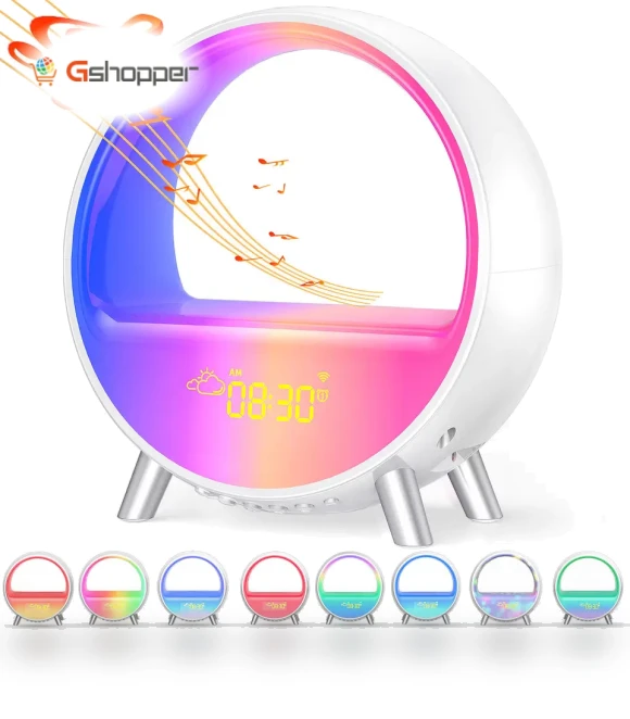 Sunset Wake-up Light with Bluetooth Speaker and Wireless Charging — Alarms & Clocks