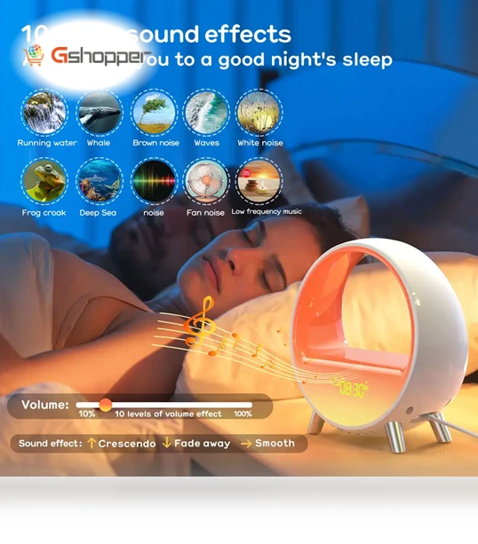 Sunset Wake-up Light with Bluetooth Speaker and Wireless Charging — Alarms & Clocks