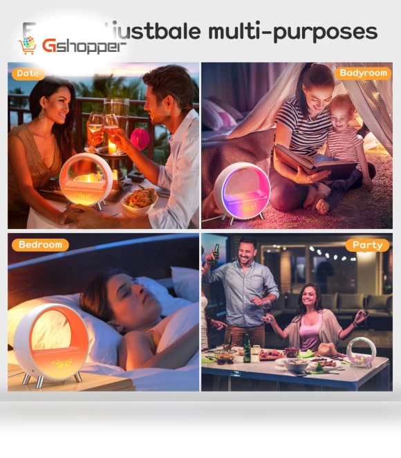 Sunset Wake-up Light with Bluetooth Speaker and Wireless Charging — Alarms & Clocks