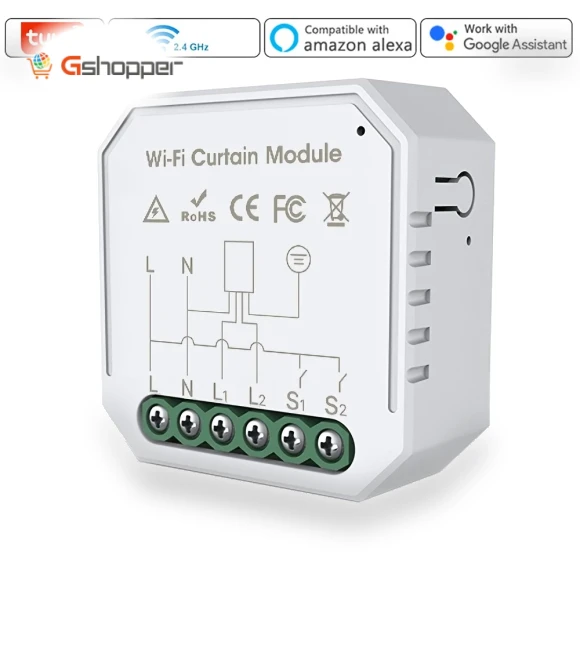 WiFi Intelligent Curtain Switch Module with Mobile App Control — Smart Home Modules, Tuya